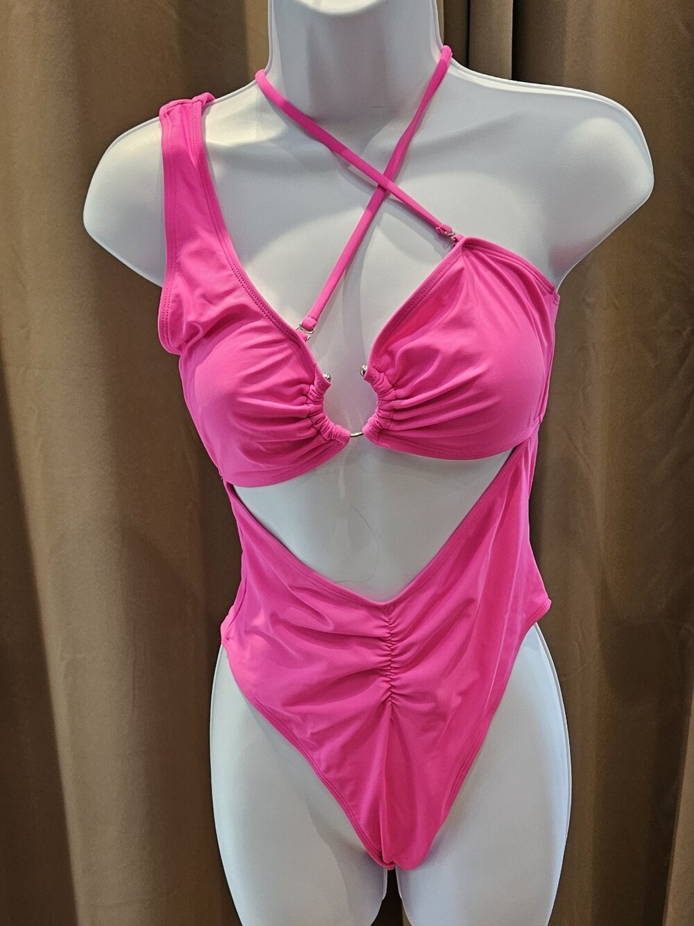 Hot Pink Cutout One-Piece Swimsuit